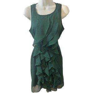 Lou Lou London Waterfall Ruffle Waist Tie Mini Dress Green Formal Wedding Prom
